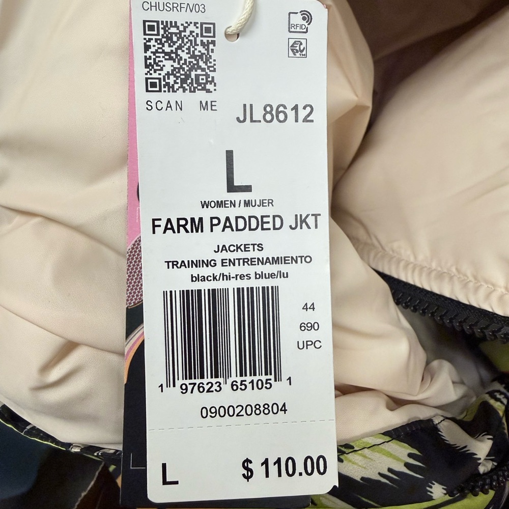 Adidas Farm Rio Multicolor Butterfly Print Puffer Jacket NWT - Picture 5 of 5